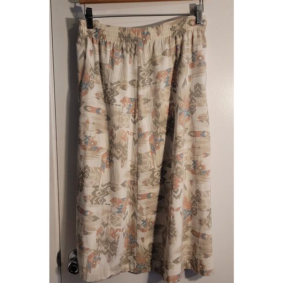 Alfred Dunner Southwestern Print Skirt 8 Made in USA Elastic Waist Modest Midi - Picture 4 of 7
